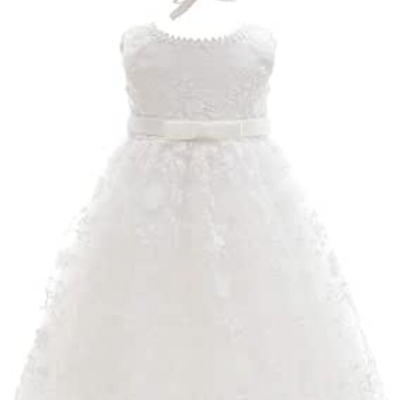 Xopzsiay Girls Floral Embroidered  Sleeveless Christening Baptism Tulle Dress - Picture 3 of 3